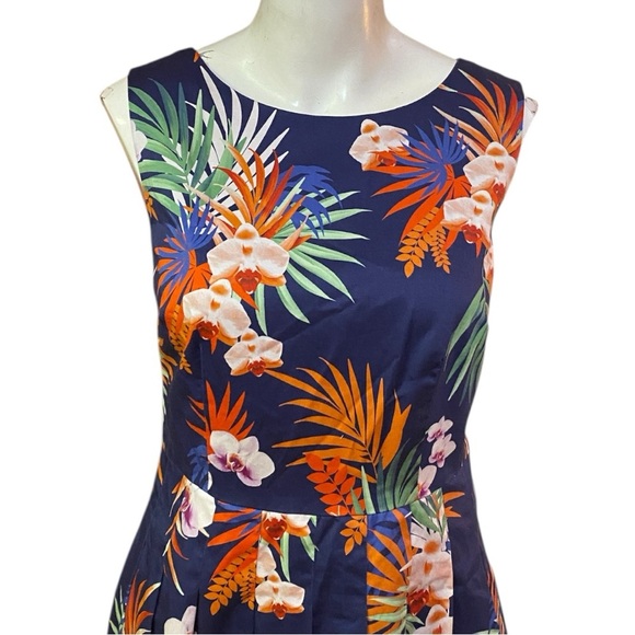 Talbots Blue and Pink Sleeveless A-Line Midi Dress Size 2 Petite - Picture 3 of 9